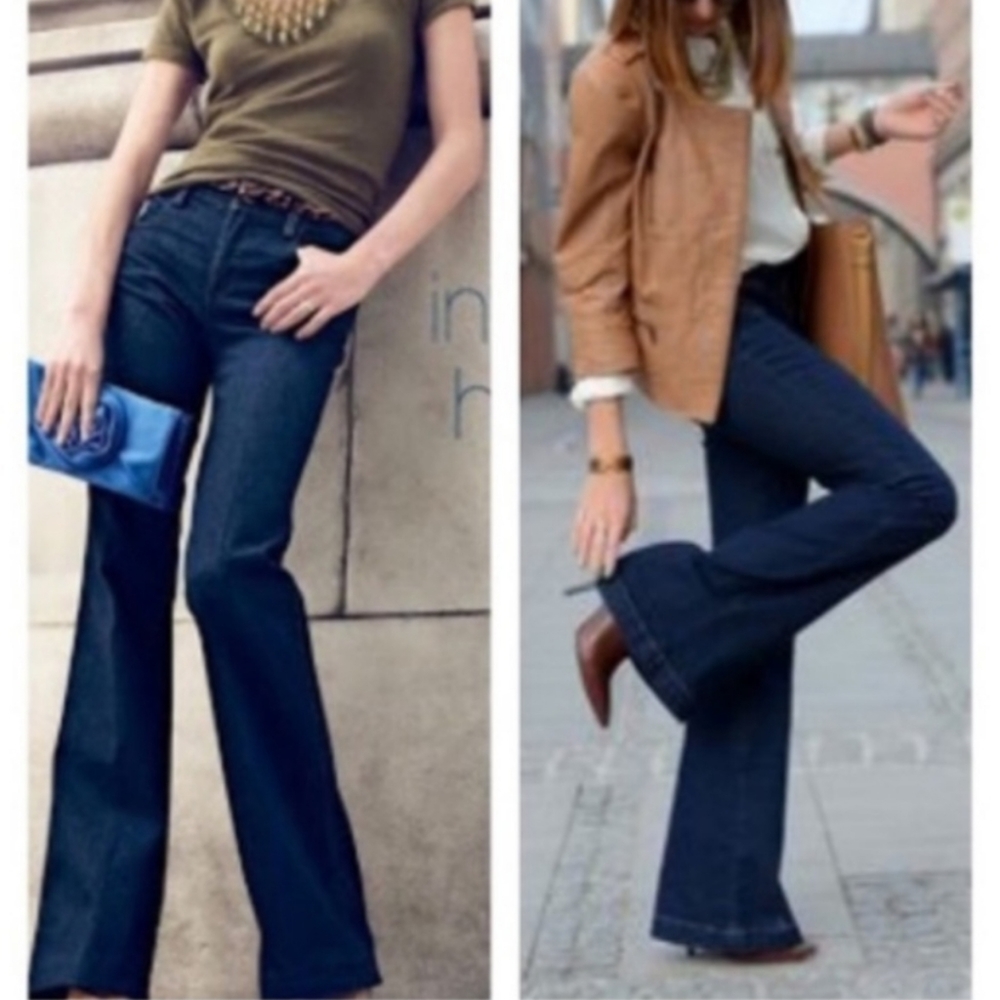 J. Crew high heel flare jeans dark blue wash 29